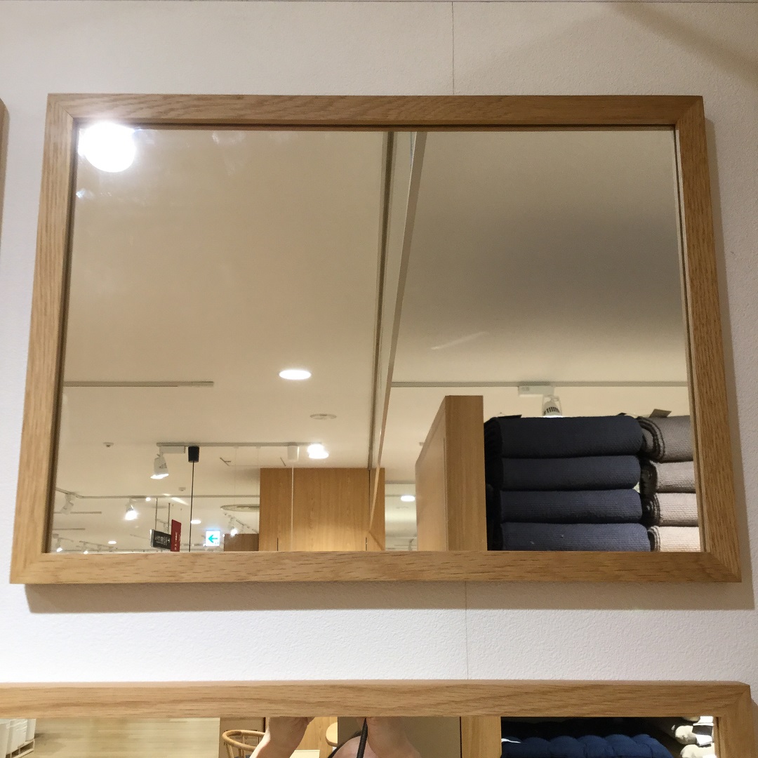 無印良品 壁につけられる家具 鏡 ミラー 中 ウォールナット - 鏡