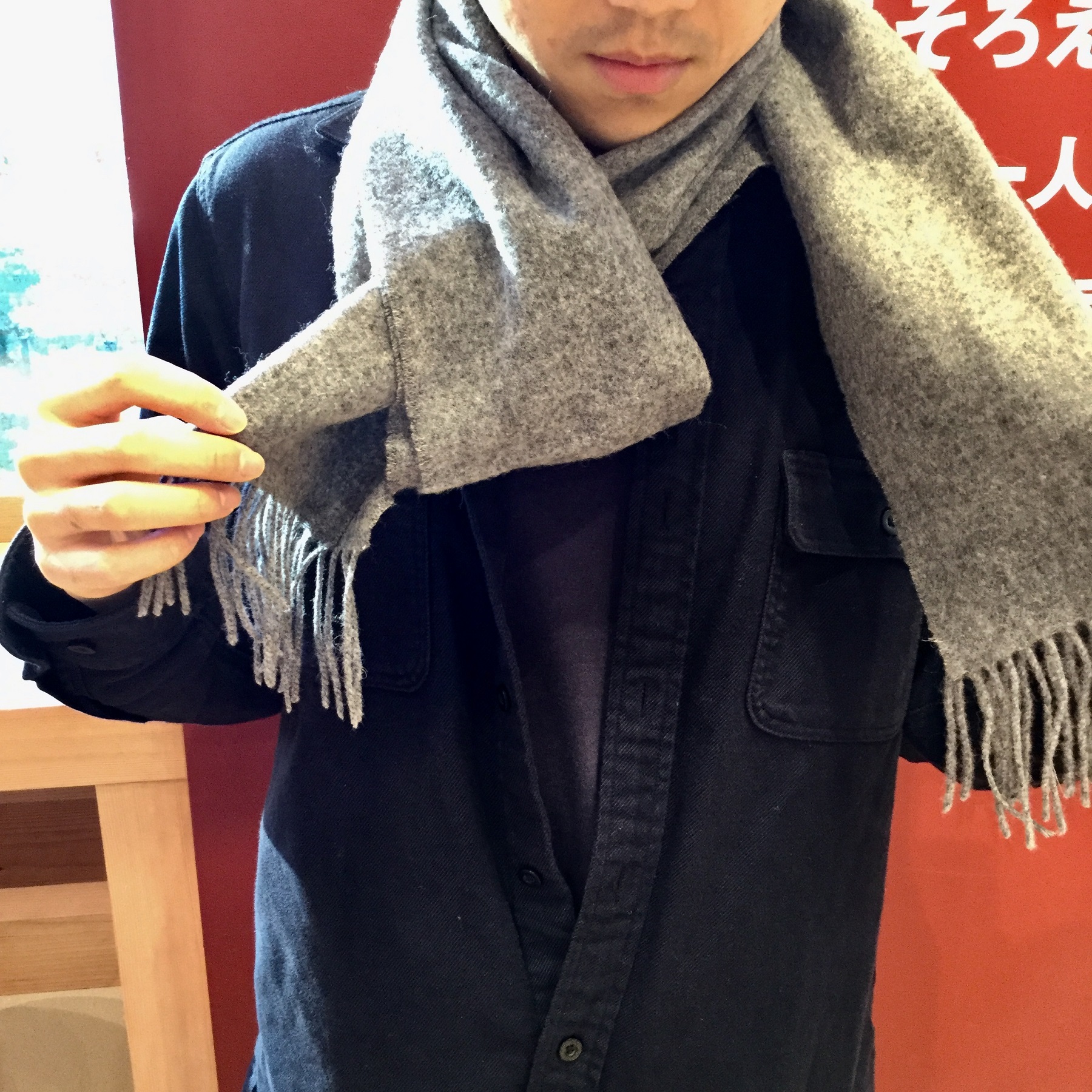 LOCALLY　muji stole　大判ストール ネイビー LOCALLY muji stole l FUNKADELIC -tiny and emotional life- Select